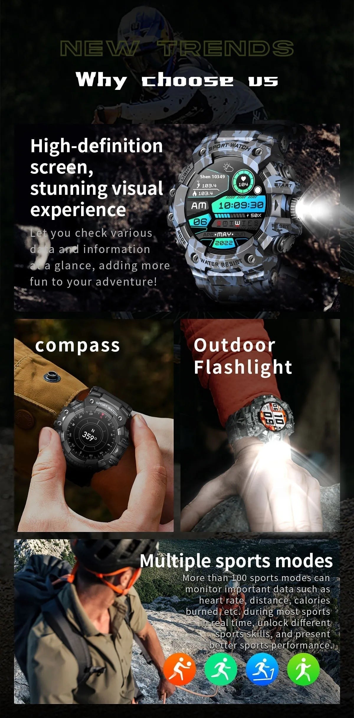 Outdoor Smart Watch with Bluetooth Calling