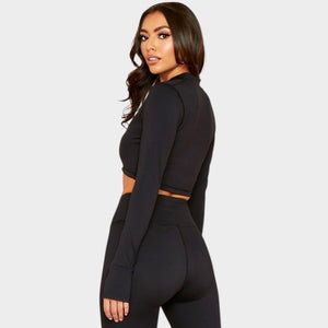 Women's Zip Collar Jacket and Leggings Yoga Set