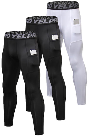 Men’s 3-Pack Compression Tights w/ Pockets